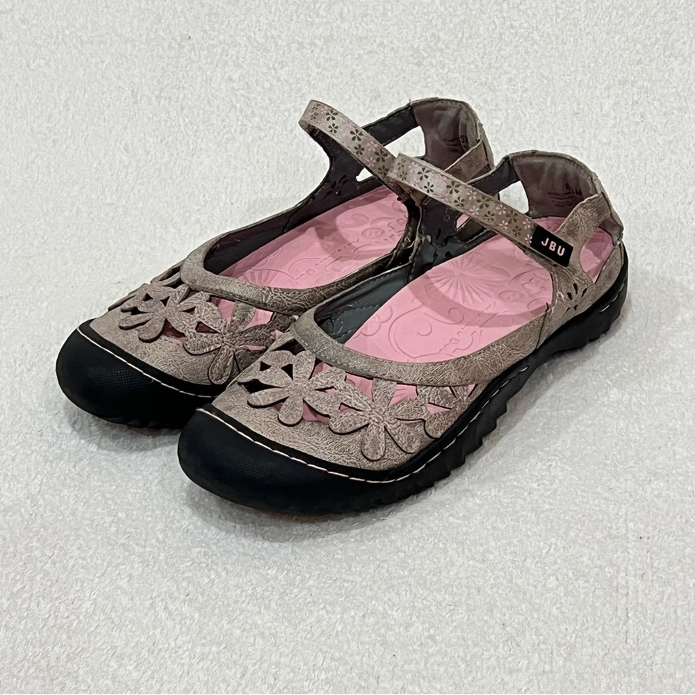 JBU by Jambu Grey Taupe Wildflower Mary Jane Casual Shoes Size 8.5 - Picture 4 of 14